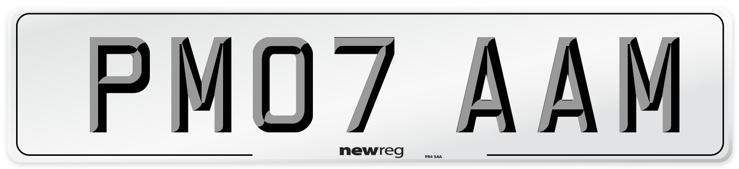 PM07 AAM Number Plate from New Reg